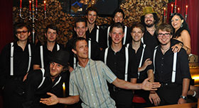 with Stefan Hörtnagl (reeds), Raphael Huber (reeds), Markus Kuen (tp), Markus Waldhart (tb), Marco Hollaus (g, voc), Sebi Hödl (b), Thomas Büchel (perc), Andi Senn (dr) and Ossi Weber (voc)